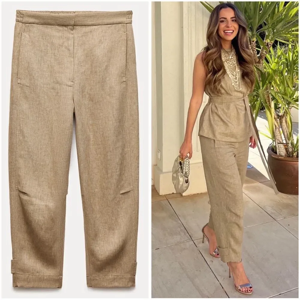 ZARA LINEN BLEND PANTS ZW COLLECTION